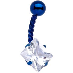 Body Candy Clear CZ Gem Blue IP Party Princess Seriously Twisted Belly Ring